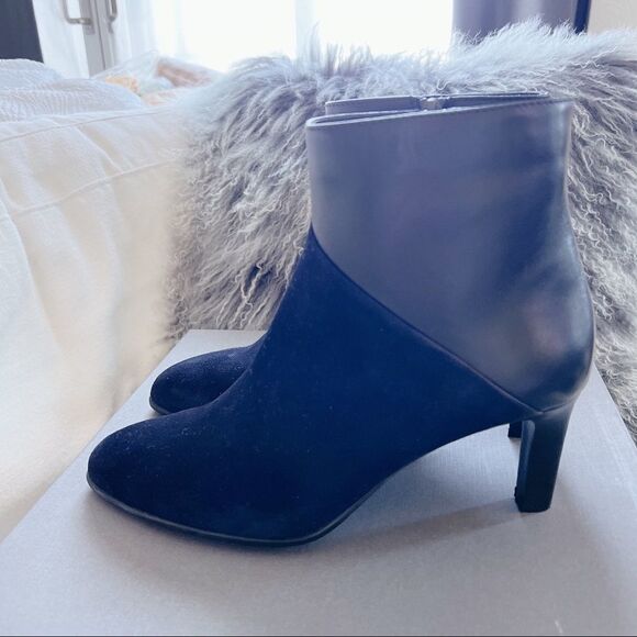 Aquatalia Dia Dress Suede/Calf Bootie Navy/black - Picture 4 of 12